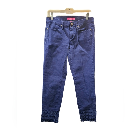 Lily Pulitzer South Ocean Skinny Crop Jeans In True Navy Size 8 NWOT MSRP $168 - Picture 1 of 9